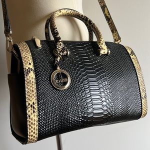Cooler bag Black and Tan snake print satchel